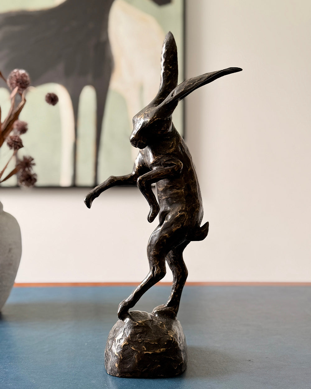 Bronze Leaping hare Ornament In The Home