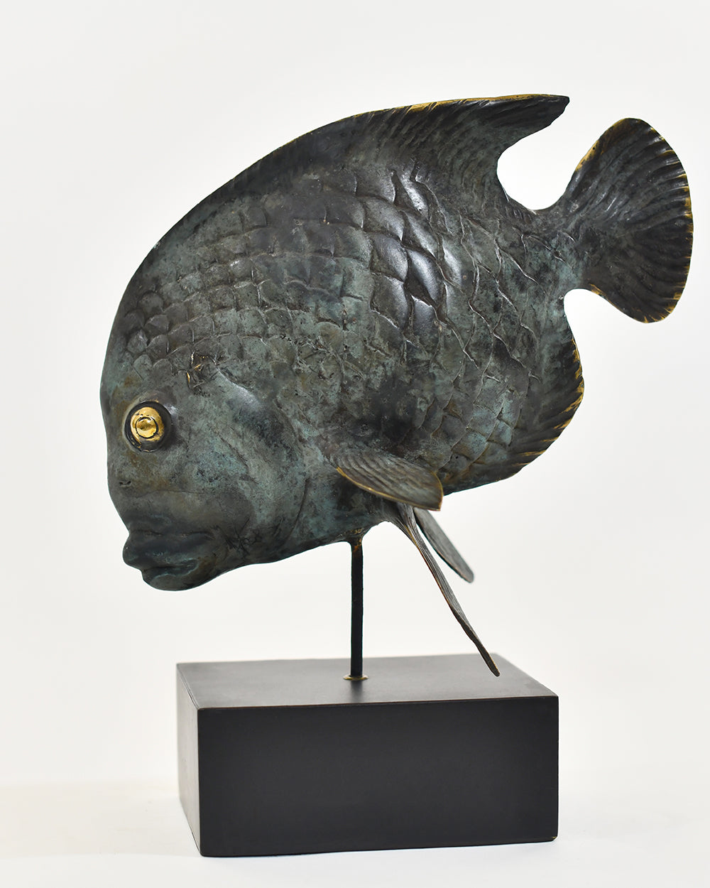 Tang Fish Home Ornament Finished In Verdigris