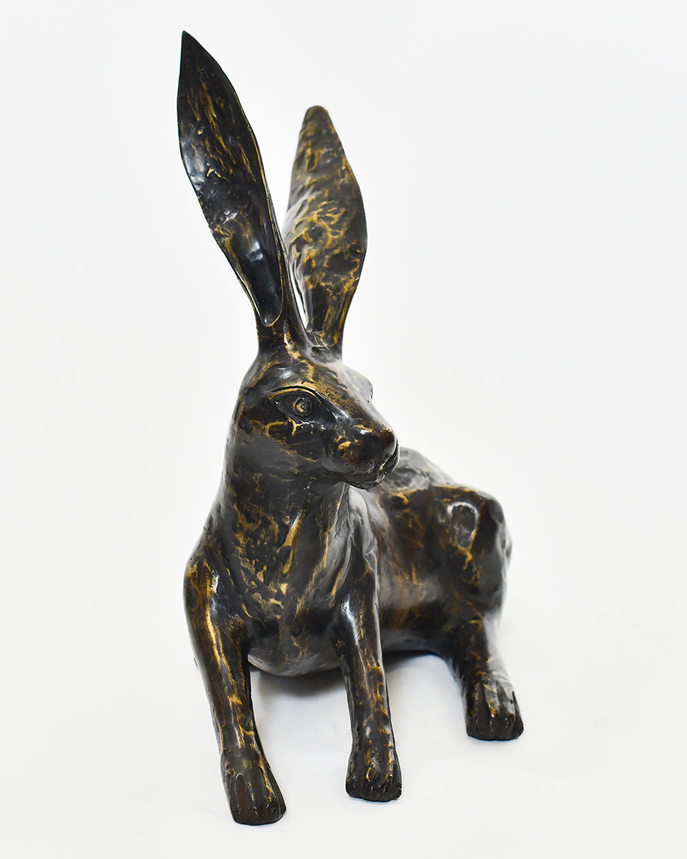 Listening Hare Bronze Home Ornament