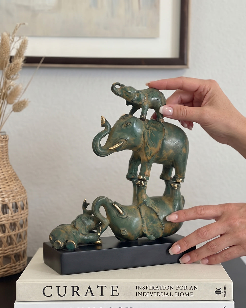 Bronze Gilded Acrobat Elephants To Scale