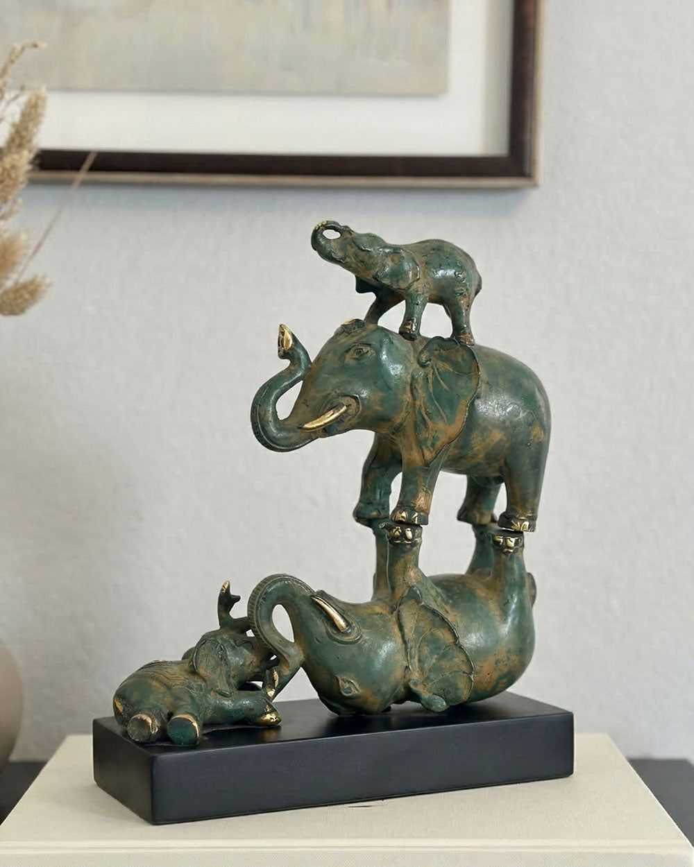 Bronze Gilded Acrobat Elephants Digital Illustration