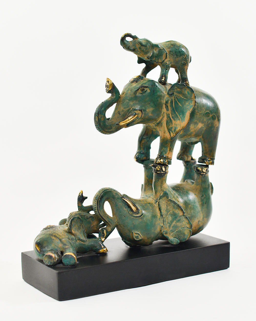 Bronze Gilded Acrobat Elephants Interior Sculpture