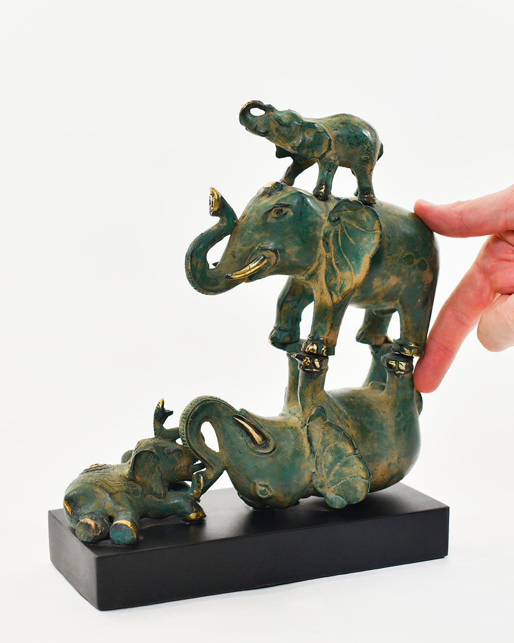 Decorative Bronze Gilded Acrobat Elephants To Scale