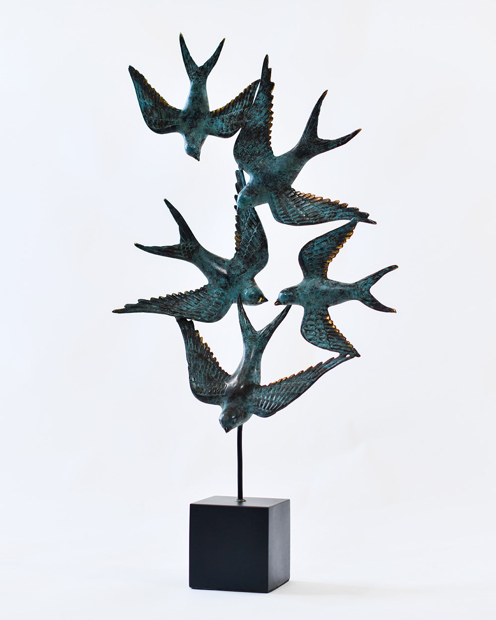 Bronze Flock Of Swallows Home Ornament