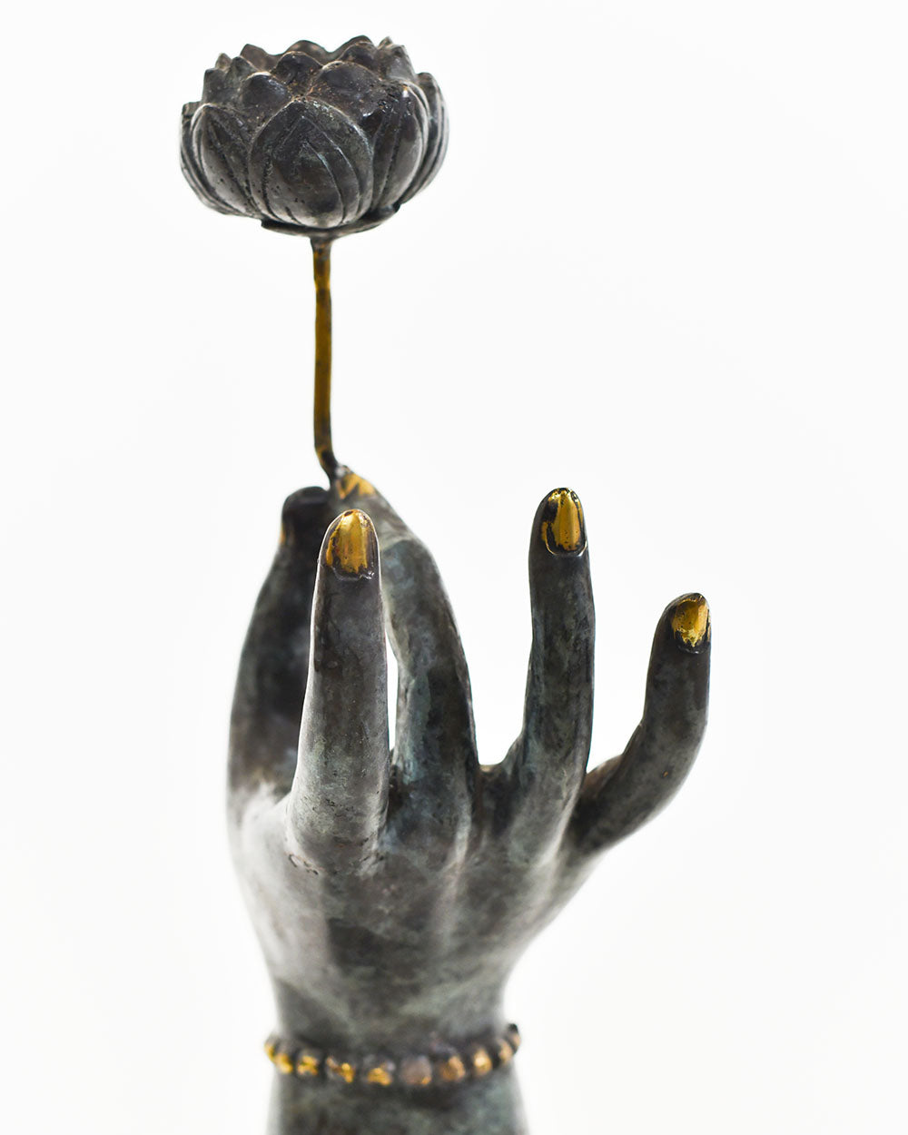 Close Up Details Of The Bronze Lotus Visage Decoration