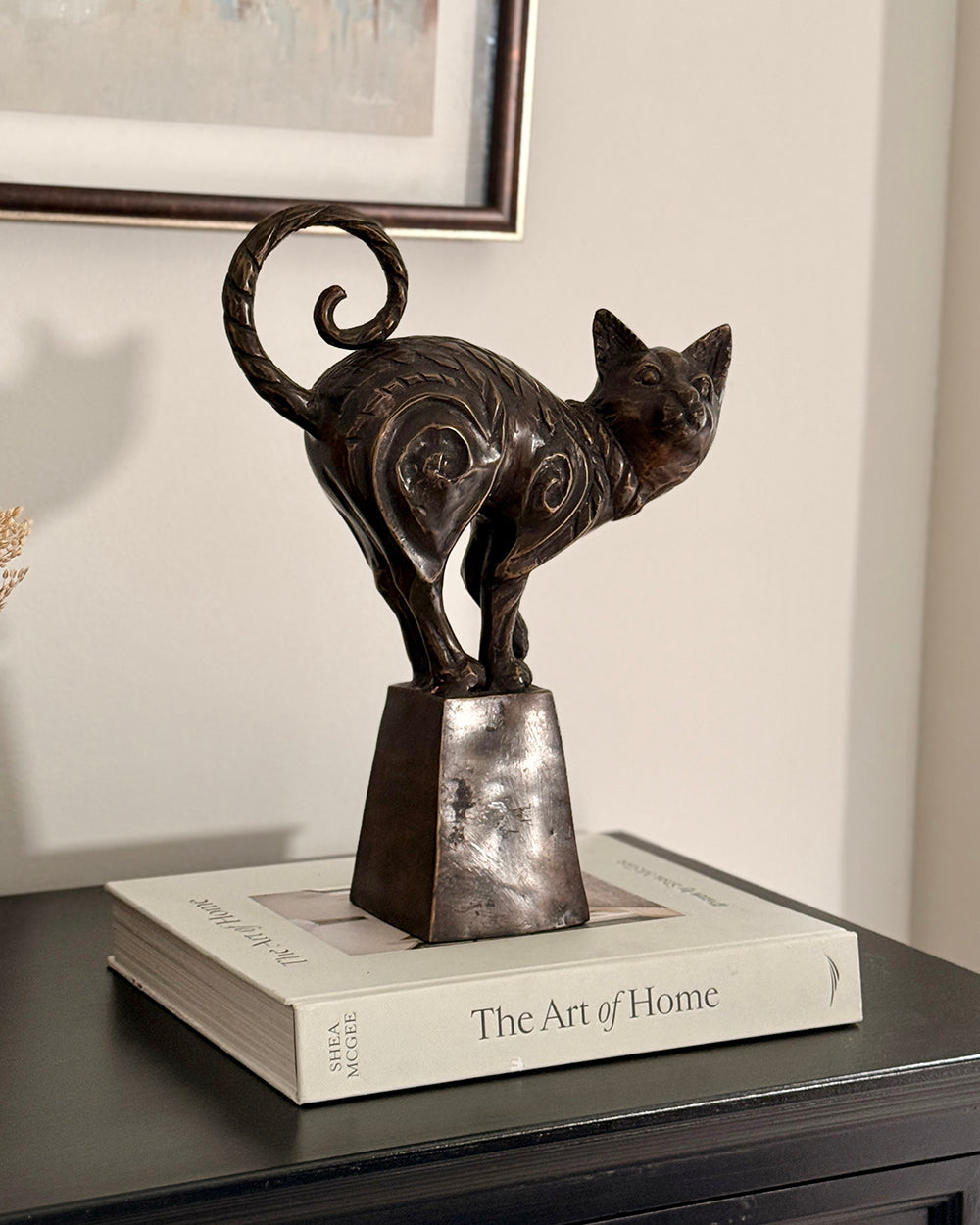 Bronze Lyra Cat On A Plinth