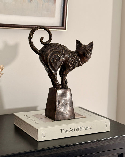 Bronze Lyra Cat On A Plinth