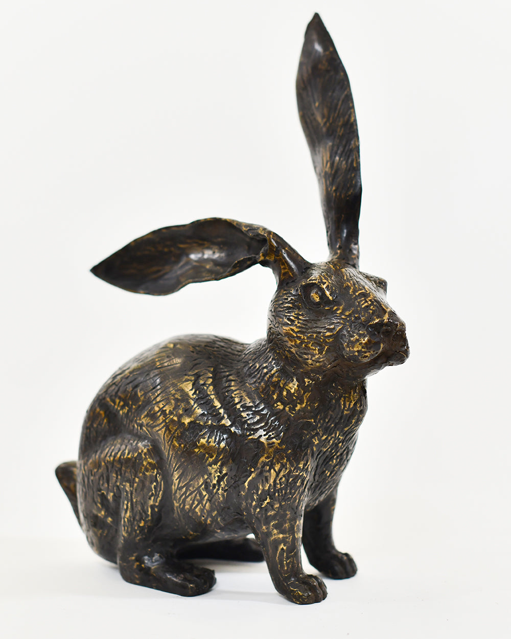 Bronze Oberon Watchful Rabbit Interior Sculpture