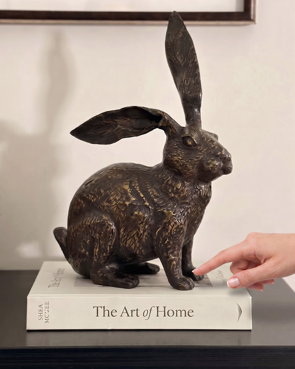 Bronze Oberon Watchful Rabbit To Scale