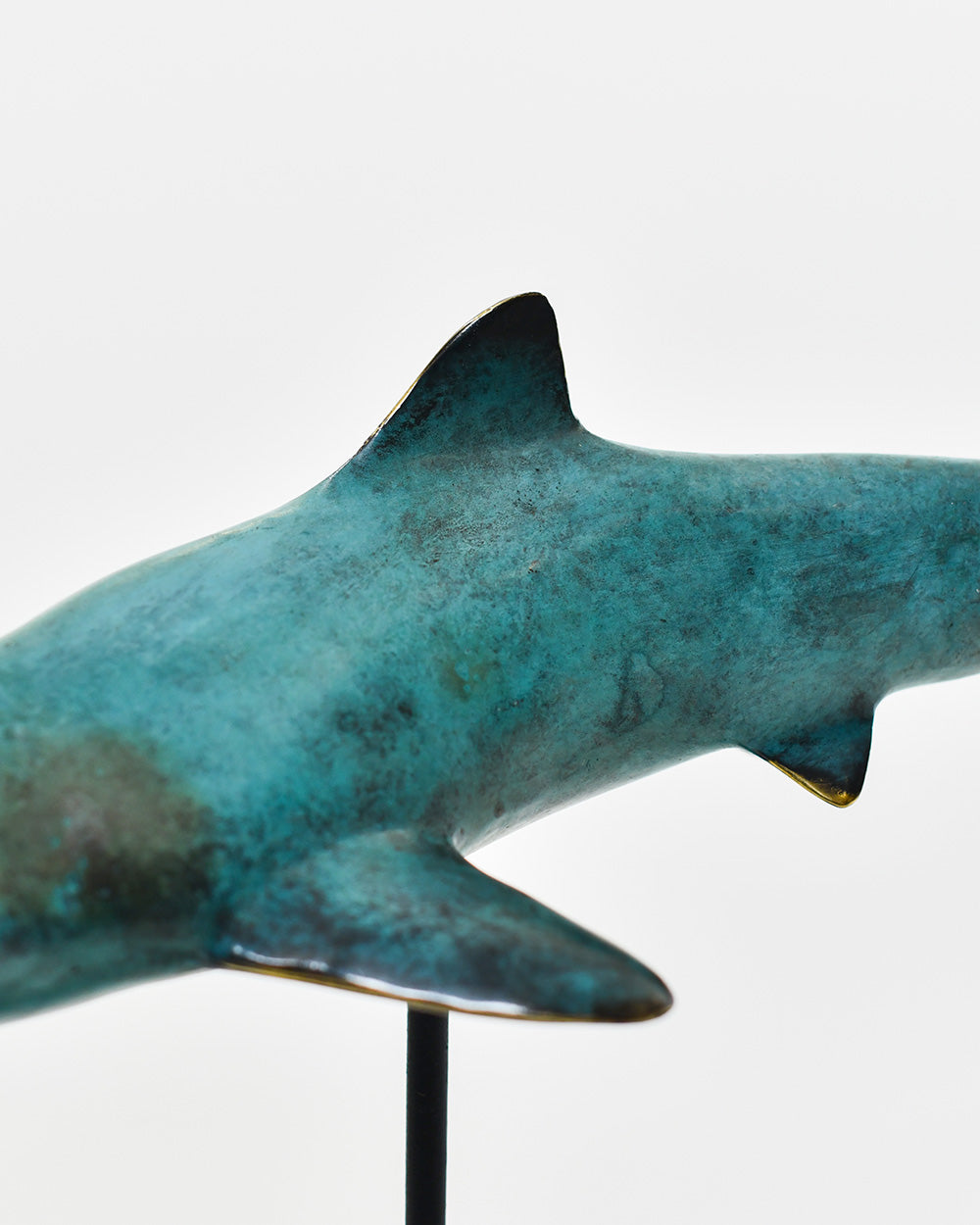 Close Up Of The Vintage Finish On The Bronze Mako Shark Interior Sculpture