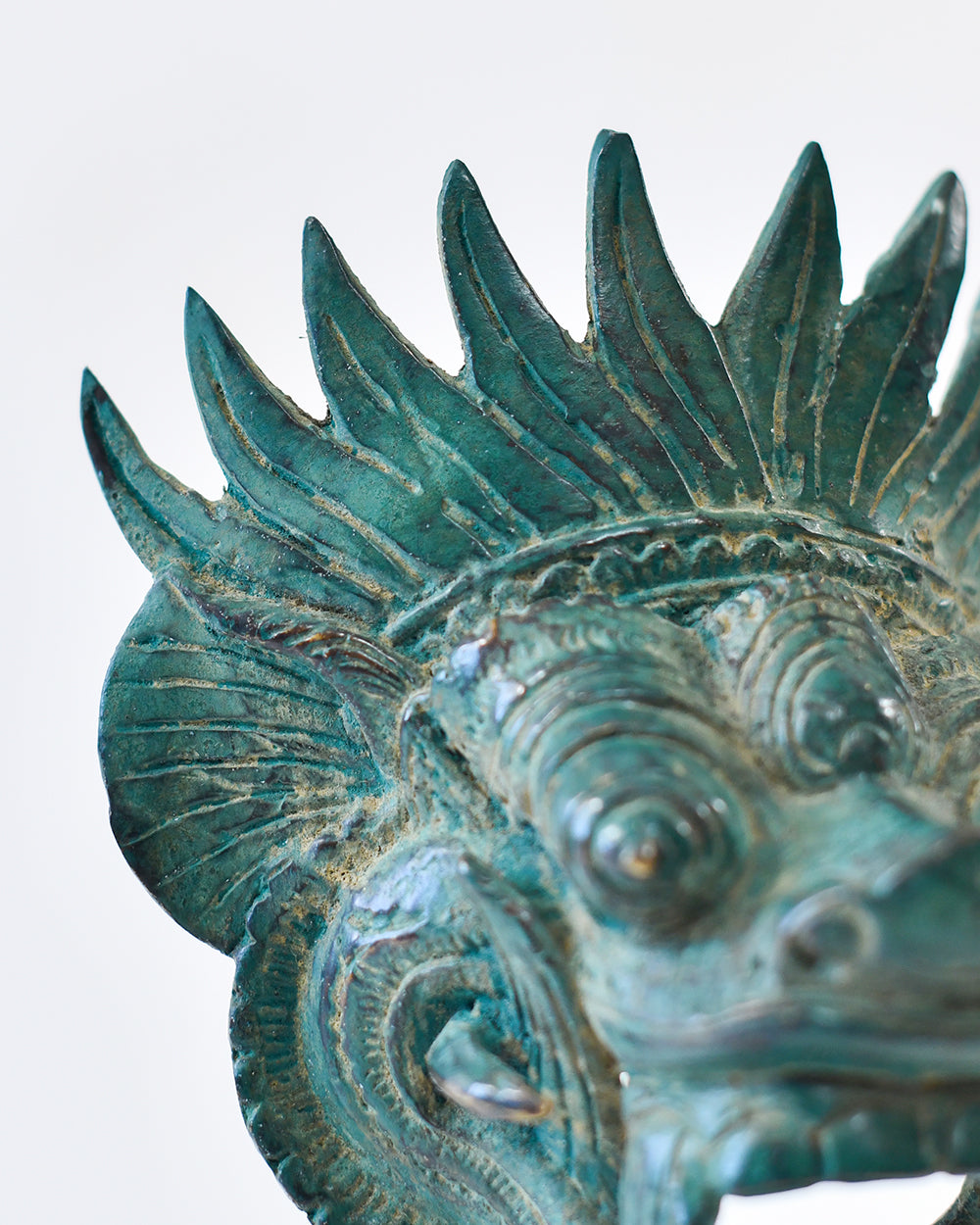Close Up Details For The Bronze Temple Guardian