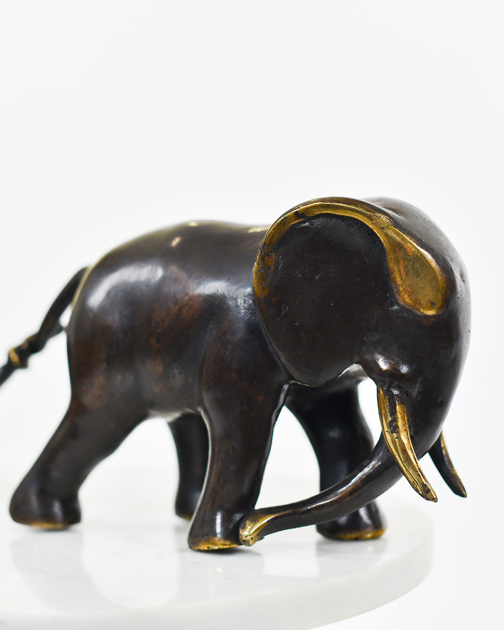 Close Up Of The Brass & Bronze Finish On The Elephant Home Ornament