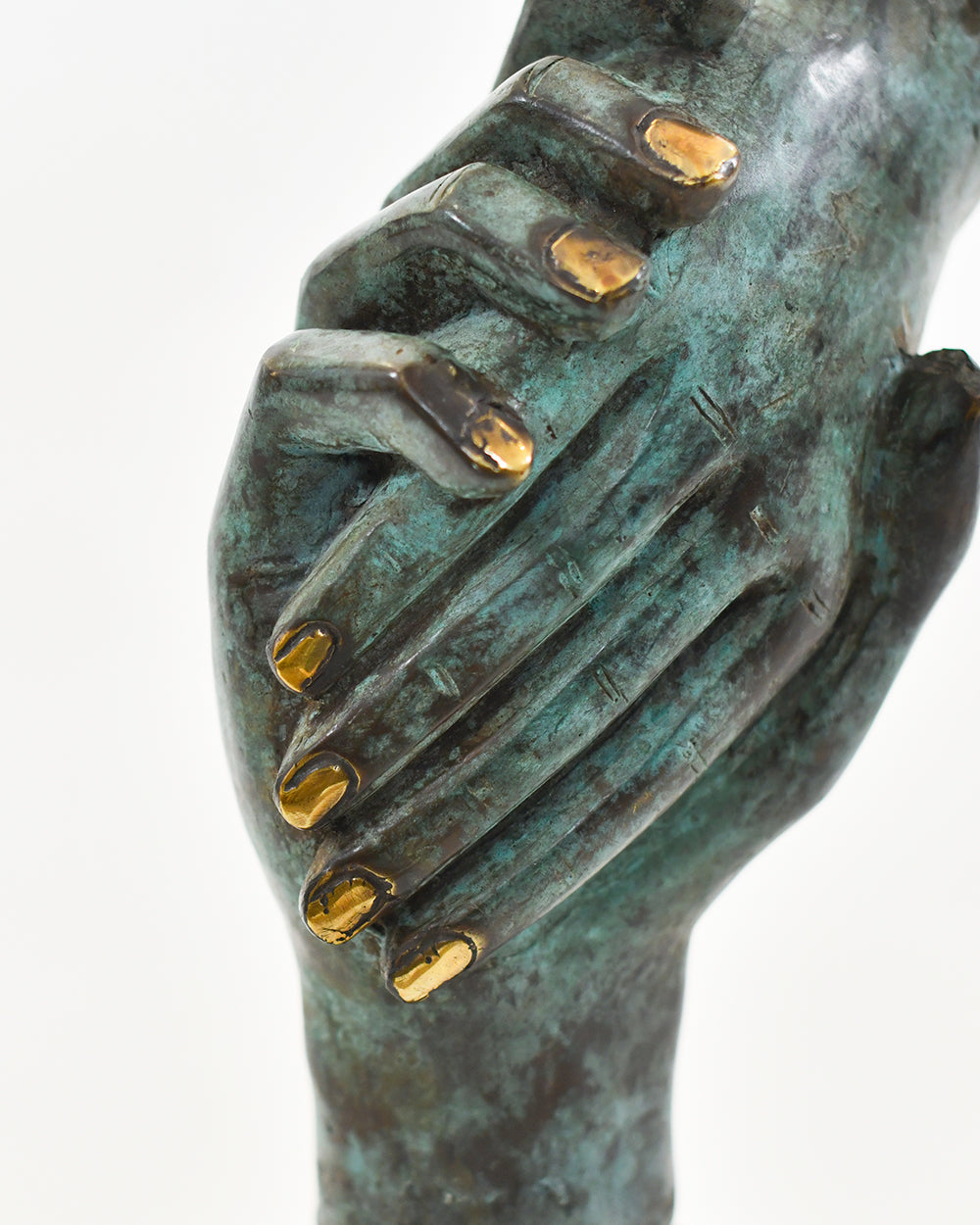 Bronze Hand Sculpture With Intricate Brass Details