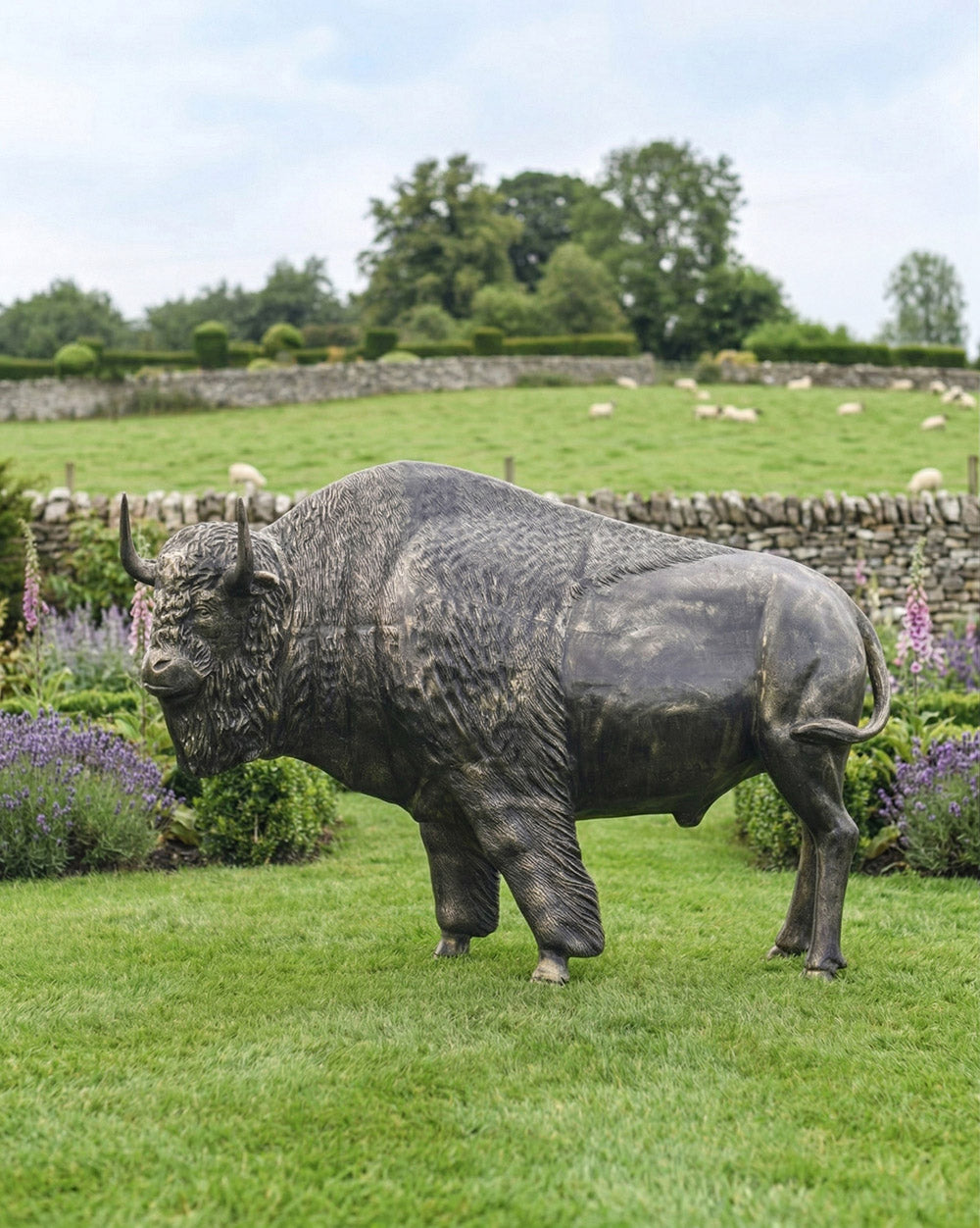 Side Of The Bison Garden Sculpture Digital Illustration