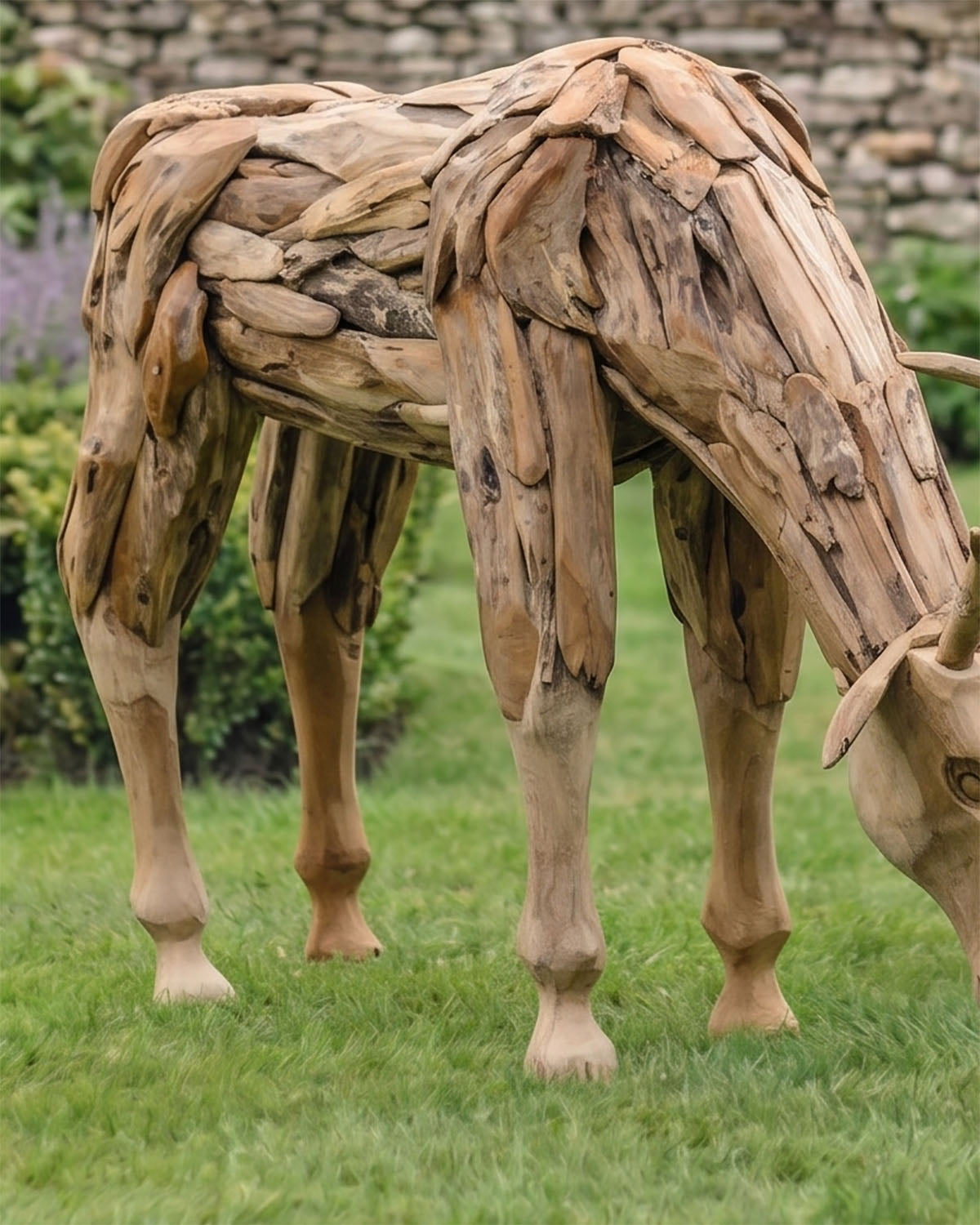 Wooden Stag Sculpture Details Close Up Digital Illustration